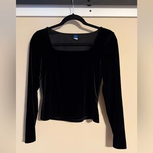 NWT Old Navy Fitted Square Neck Black Velvet Top - Medium